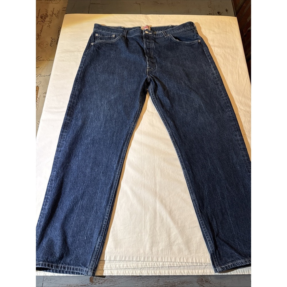 Vintage Levis 501 Jeans Mens 42x32 Dark Wash Straight Button Fly Western Y2K